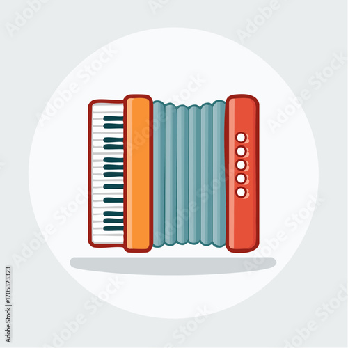 Colorful Cartoon Accordion Musical Instrument.