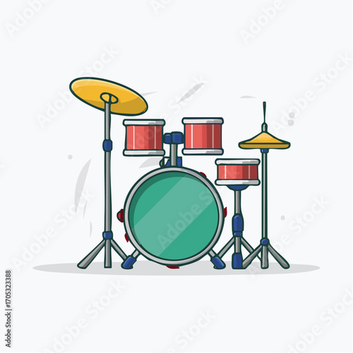 Colorful Cartoon Drum Set Illustration.