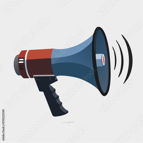 Colorful Cartoon Megaphone with Sound Waves.