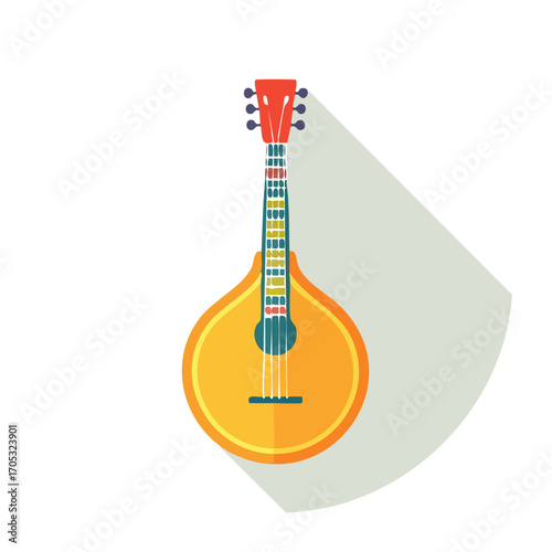 Colorful Flat Illustration of a Portuguese Guitar.