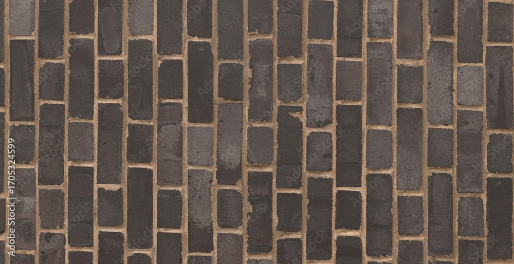 Obraz premium Rustic Industrial Brick Wall Texture with Mixed Black and Grey Bricks Background