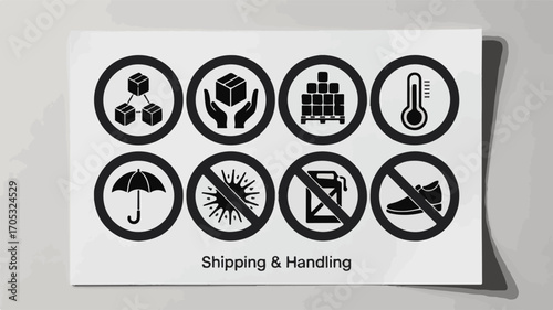 Shipping handling icons for packages and cargo boxes hands