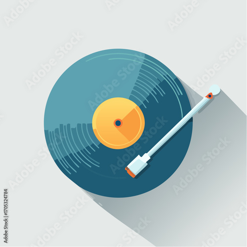 Colorful Vinyl Record Player Illustration.