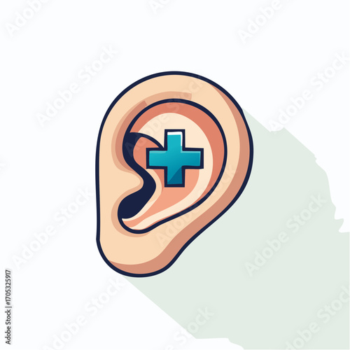 Ear with Medical Symbol Graphic Design.