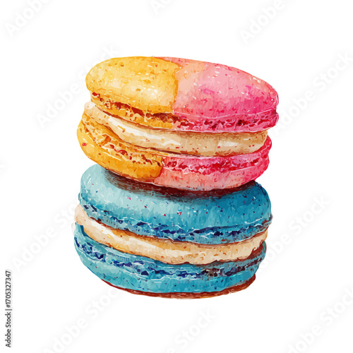 Macaron, watercolor drawing vector, isolated on a white background.