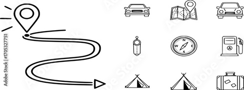 Route line icon vector. Road Trip and Navigation Icons illustration