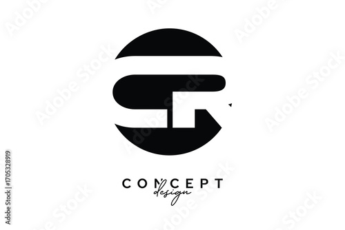 CR Creative Negative Space Circle Monogram Logo Design