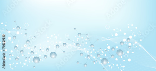 Structure molecule and communication Dna, atom, neurons. Science concept for your design. Connected lines with dots. Medical, technology, chemistry, science background. illustration.
