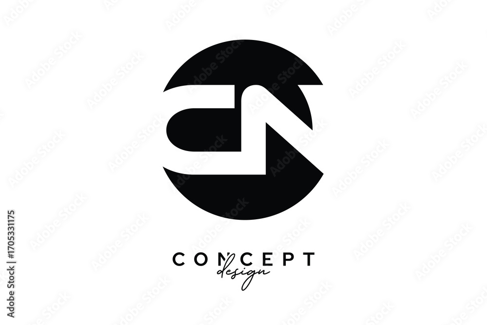 Fototapeta premium CN Creative Negative Space Circle Monogram Logo Design