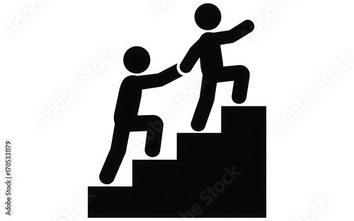 Silhouette of Helping Hand on Stairs assistance support