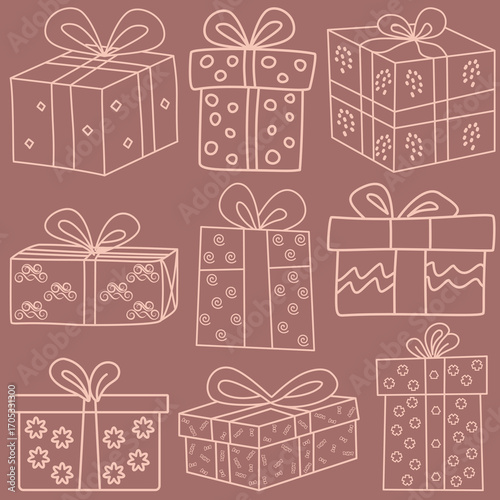Set of vector gift boxes or presents illustration