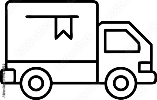 Vector art of delivery truck with package in line art style