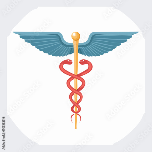 Medical Caduceus Symbol with Wings.