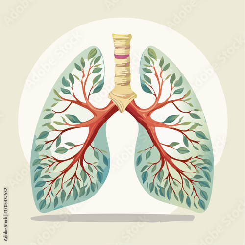 Lungs as a Tree of Life Symbolic Illustration.