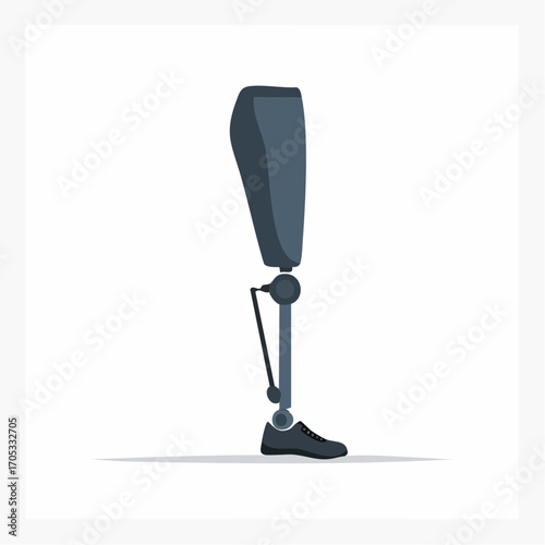 Modern Prosthetic Leg with Athletic Shoe.