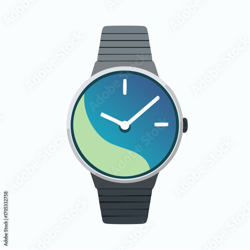 Modern Wristwatch with Light Green Accent.