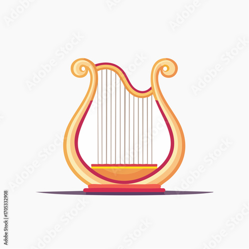 Ornate Golden Classical Harp Instrument.