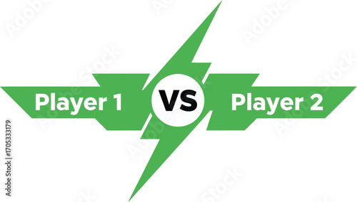 Intense competition graphic with "Player 1 VS Player 2" text and lightning bolt.