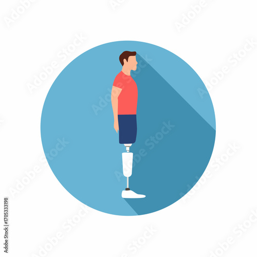Person with Prosthetic Leg in Profile View.