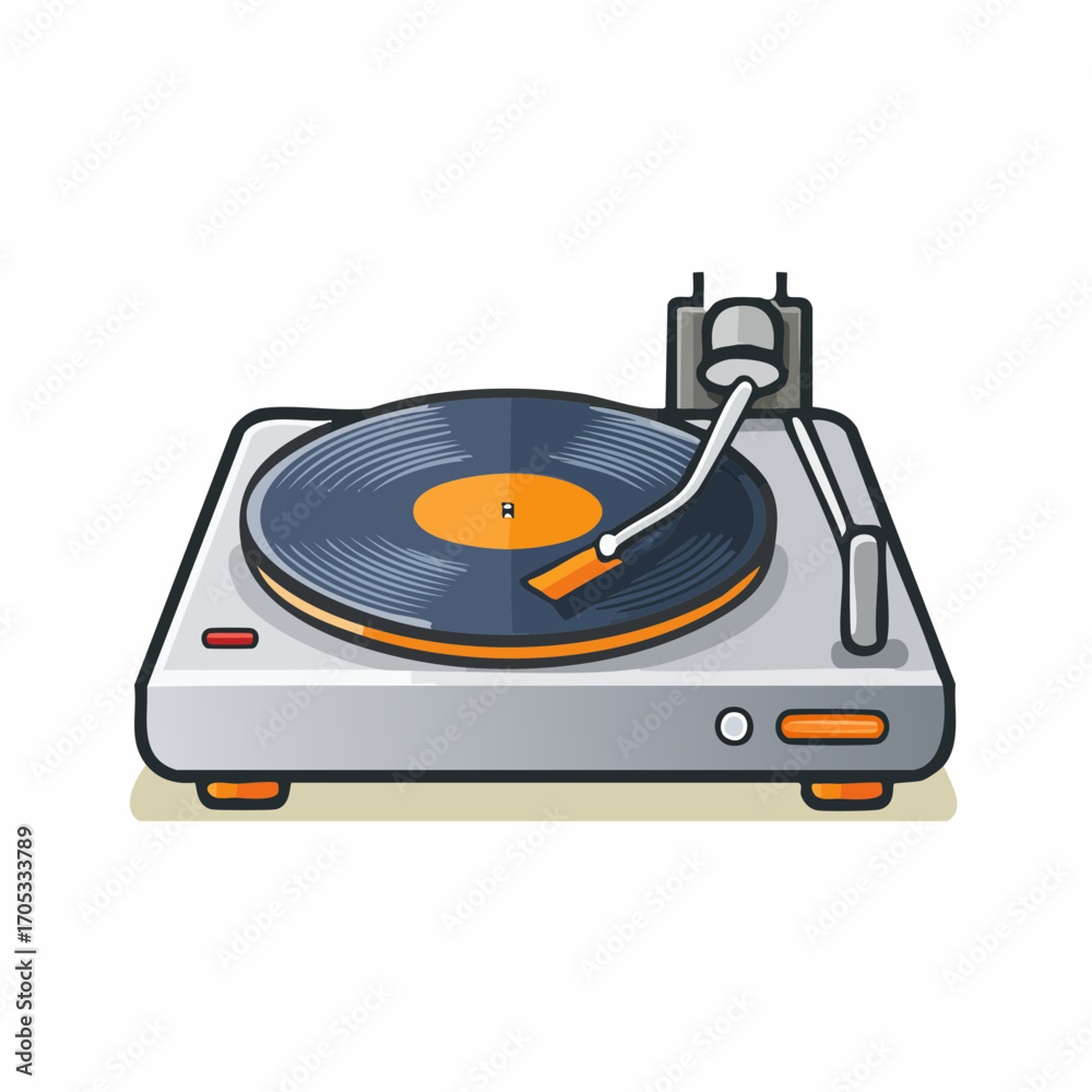 Fototapeta premium Retro Vinyl Record Player Illustration 1.