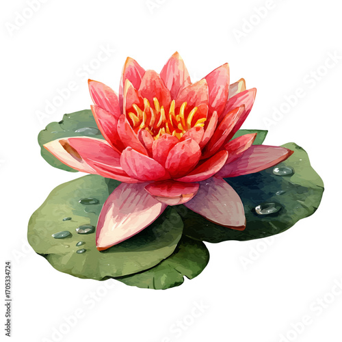 Lotus, watercolor illustration vector, isolated on a white background.