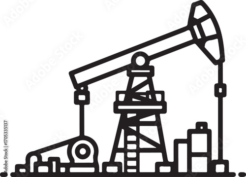 Industrial Oil Pumpjack Line Art Icon