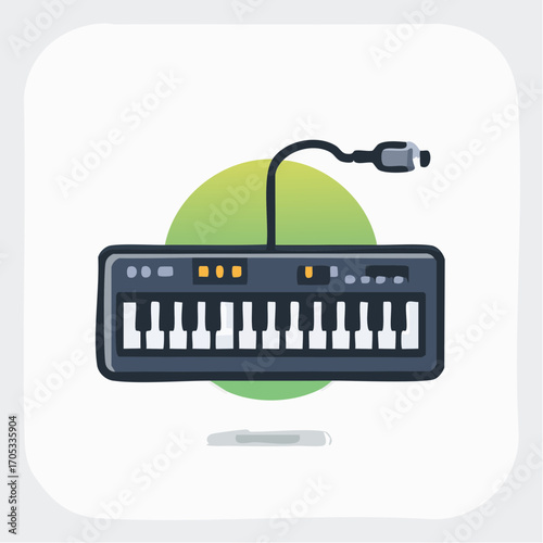 Simple Keyboard Musical Instrument Illustration.