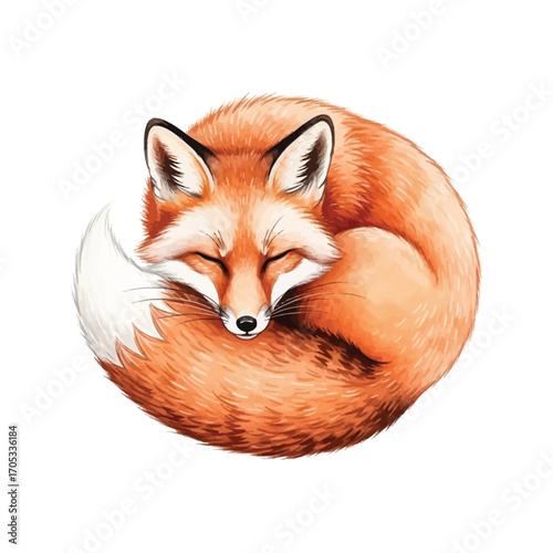 Vibrant watercolor sleeping fox illustration vector scalable eps icon art vector