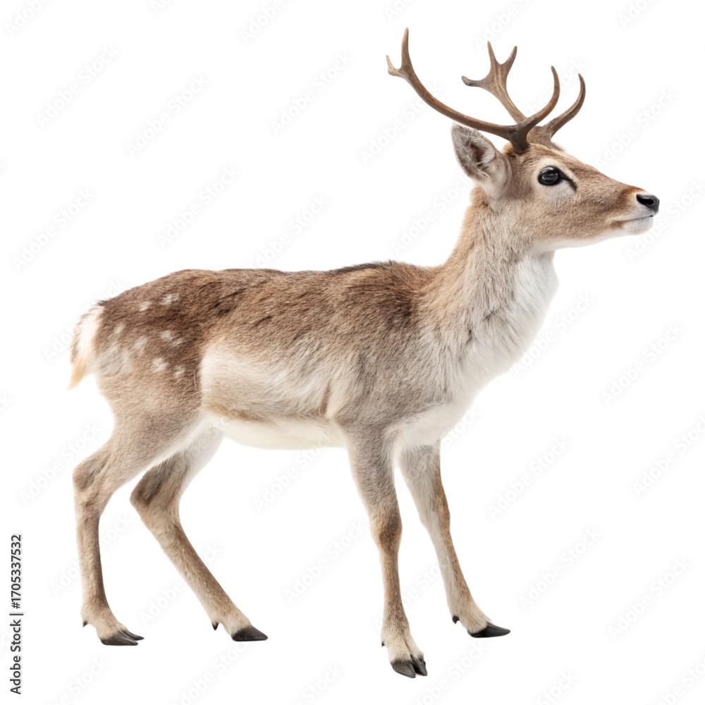 Fototapeta premium Enchanting Tiny Reindeer isolated on transparent background 