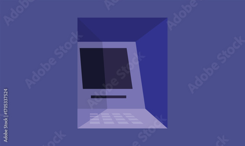 Flat design illustration of an ATM machine embedded in a wall, representing banking, financial transactions, and modern convenience, styled with a clean and minimalistic look.