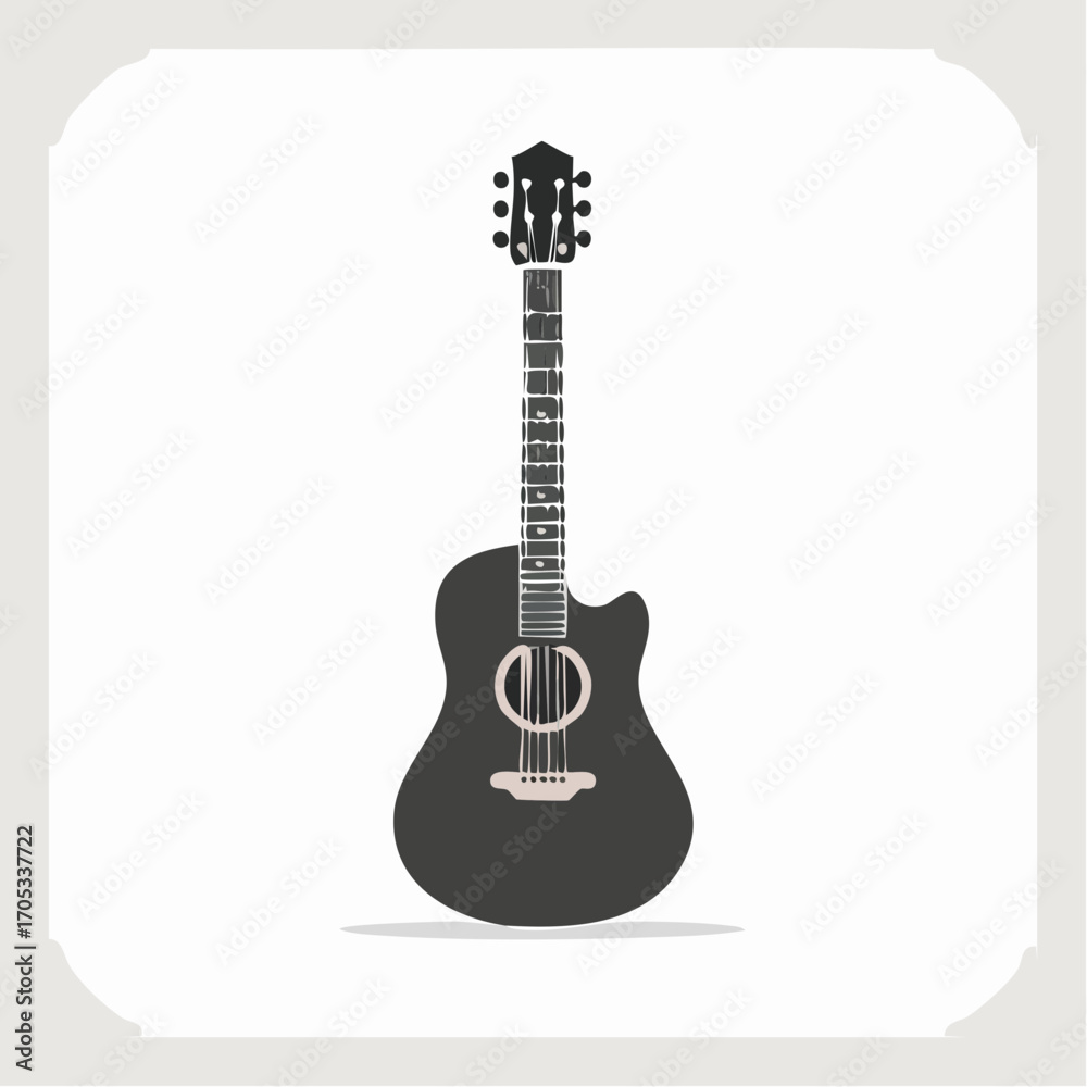 Obraz premium Simple Silhouette of a Dark Acoustic Guitar.