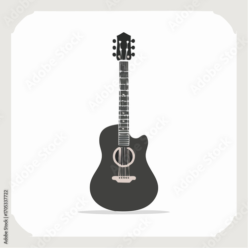 Simple Silhouette of a Dark Acoustic Guitar.