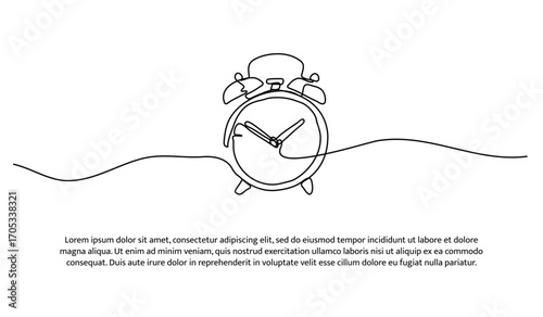 One line of clock. Abstract minimal continuous line.