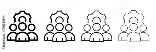Team Icon Set with Multiple Line Styles Vector Illustration.