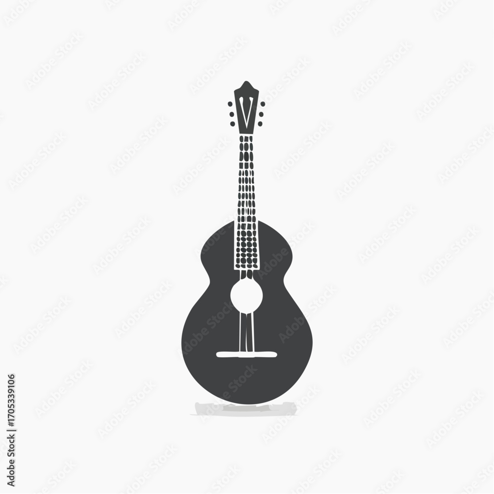 Obraz premium Simple Silhouette of an Acoustic Guitar.
