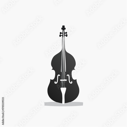 Simple White Double Bass Silhouette.