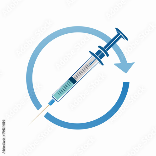 Syringe with a Directional Arrow for Medical Use.