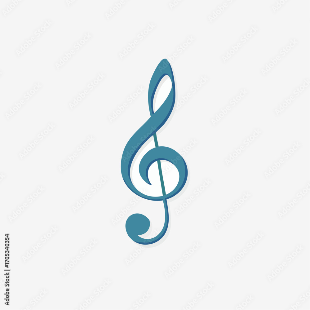 Fototapeta premium Teal Treble Clef Musical Symbol.