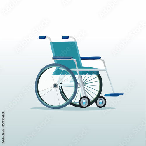 TealColored Wheelchair with Metal Frame 1.