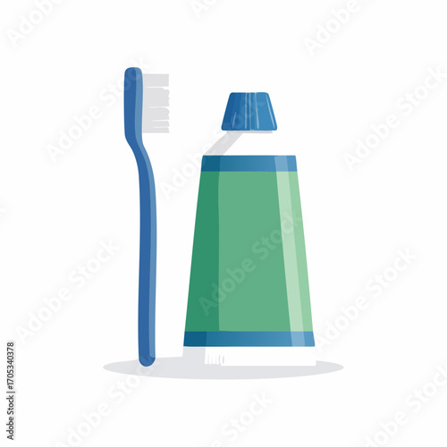 Toothbrush and Toothpaste Tube Illustration.