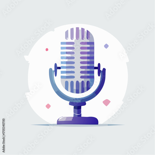 Vintage Microphone Illustration in Pastel Colors.