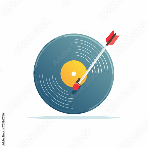 Vintage Record Player with Arrow Targeting Sound.