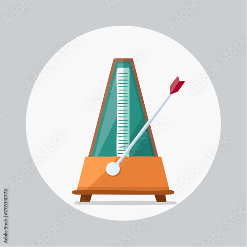 Vintage Triangular Metronome with Adjustable Tempo.