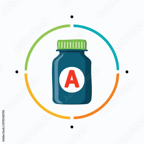 Vitamin A Supplement Bottle Illustration.