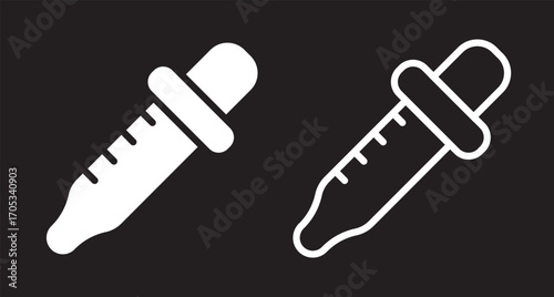 Eye dropper icon symbols. Vector illustration. Glue icon or logo isolated sign symbol vector. Medicine bottle icon illustration set with . dropper outline vector icon illustration isolated design for 