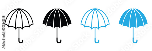 Open umbrella icon. Vector umbrella sign isolated. Illustration umbrella icon for mobile apps. Pictogram for web. Minimalist style icon umbrella. Business concept icon.