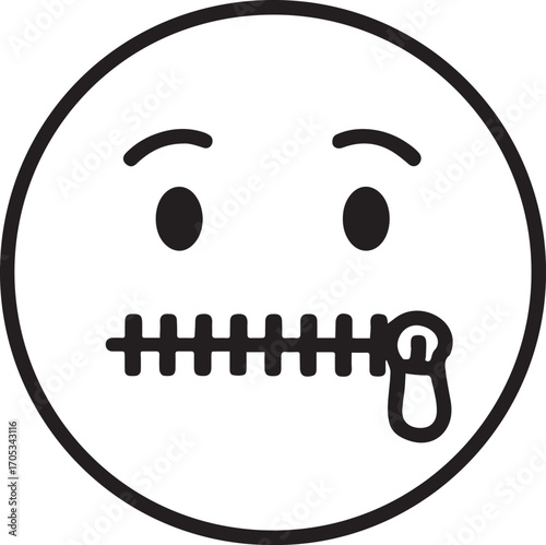 Muzzled Emoji: A simple yet powerful illustration of a zipped-mouth emoji, representing silence and discretion, and conveying a sense of confidentiality or restraint.