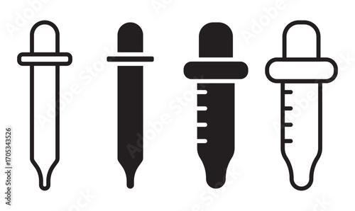 Eye dropper icon symbols. Vector illustration. Glue icon or logo isolated sign symbol vector. Medicine bottle icon illustration set with . dropper outline vector icon illustration isolated design for 