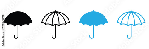 Open umbrella icon. Vector umbrella sign isolated. Illustration umbrella icon for mobile apps. Pictogram for web. Minimalist style icon umbrella. Business concept icon.