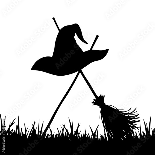 witch broom & hat banner